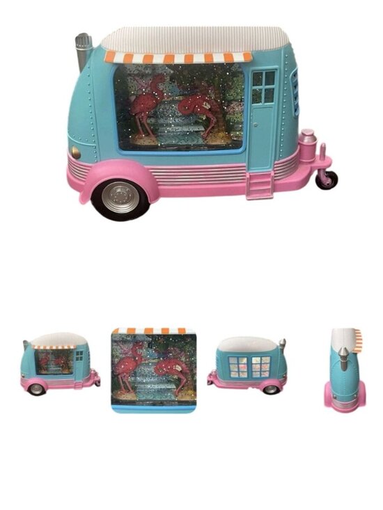 Cracker Barrel Other - Cracker Barrel Camper Flamingo Glitter Globe Palm Tree Lights Motion